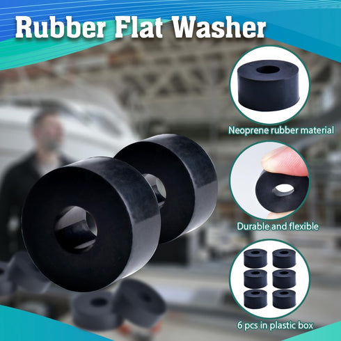 Multi Purpose Rubber Spacer 1 Inch OD x 3/8 Inch ID x 1/2 Inch Thickness, Rubber Washer Anti Vibration Bushings Spacers Black Rubber Washers for S...