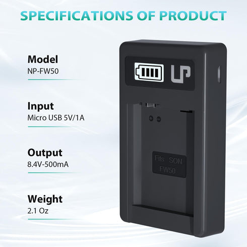 NP-FW50 Battery Charger, LCD Dual Charger Compatible with Sony Alpha A6000, A6400, A6100, A6300, A6500, A5100, A7, A7 II, A7R, A7R II, A7R2, A7S, ...