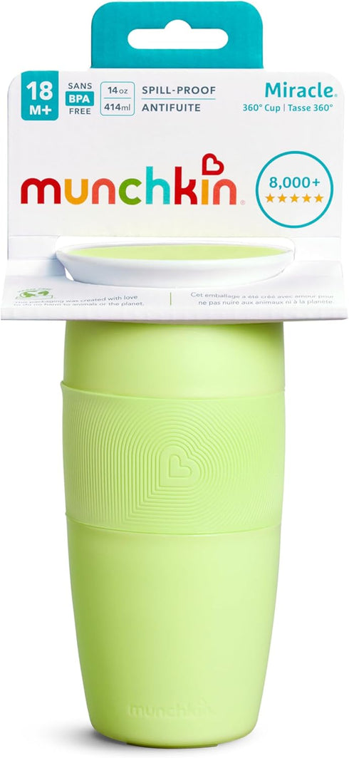 Munchkin Sippy Cup for Toddlers, Miracle 360 Cup, 14 Ounce, Green...