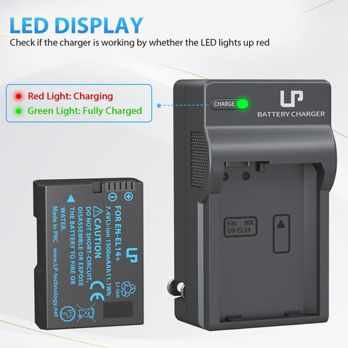 EN-EL14 EN EL14a Battery Charger Pack, LP Charger Compatible with Nikon D3500, D5600, D3300, D5100, D5500, D3100, D3200, D5200, D5300, D3400, DF, ...