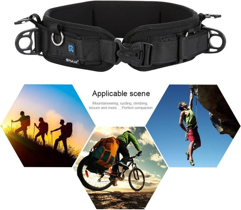 PULUZ Multi-Function Camera Waist Belt for SLR/DSLR Cameras, Adjustable Camera Waist Strap with Hook for Hanging Photography Accessories Fit for O...