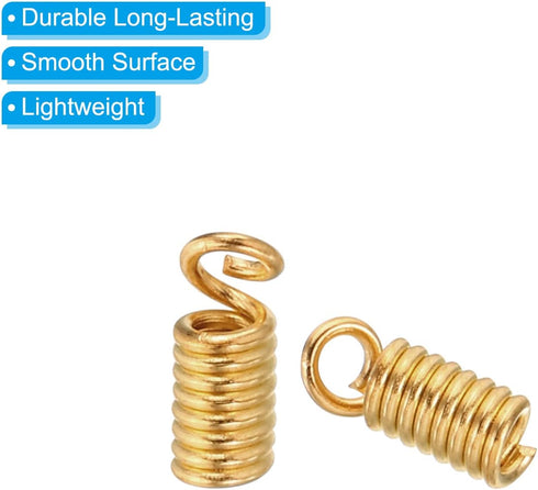 PATIKIL Cord End Caps, 100Pcs 3x7mm Metal Spring Coil End Tips Crimp Terminators Caps for Jewelry Making Bracelets Necklace DIY Crafting, Rose Gol...