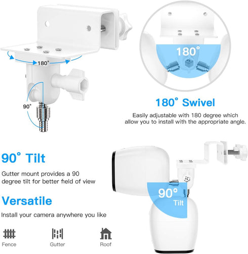 HOLACA Gutter Mount for Arlo Pro 4 eufyCam 2C Pro E and 2 E20 E40 L20,Arlo Essential,Arlo Pro 2,Arlo Pro 3,Wyze Cam Outdoor,Arlo GO,Arlo Ultra Ult...