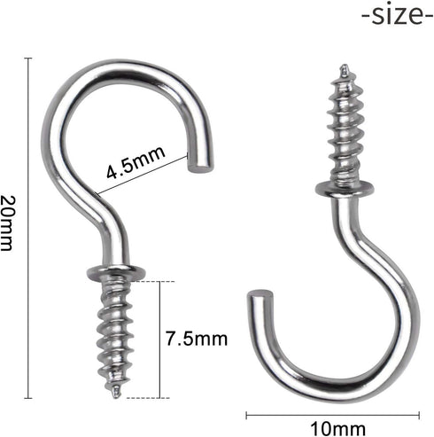 Aylifu Ceiling Screw Hooks, 100 Pieces 1/2 Inch Cup Hooks Screw-in Hooks for Hanging Plants Mug Cup, Silver...