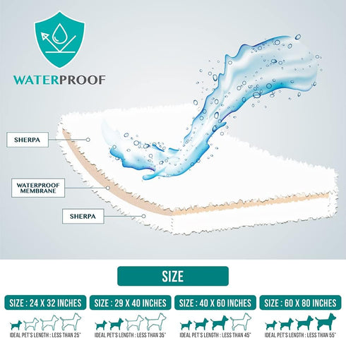 PetAmi Fluffy Waterproof Dog Blanket for Small Medium Dogs, Soft Warm Pet Sherpa Throw Pee Proof Couch Cover, Reversible Cat Puppy Bed Blanket Sof...