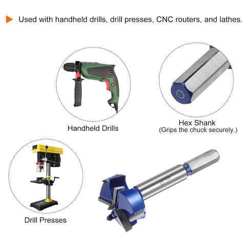 Forstner Drill Bit 38mm (1-1/2") Tungsten Carbide 3 Flutes Boring Forstner Bit for Hinge Wood Hole Drilling Woodworking...