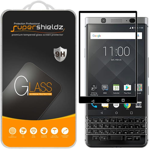 Supershieldz (2 Pack) Designed for Blackberry Keyone Tempered Glass Screen Protector, (Full Screen Coverage) Anti Scratch, Bubble Free (Black)...