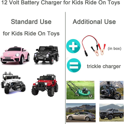 12 Volt Battery Charger for Kids Ride On Toys,Kids car Charger,Toy car Charger 12 Volt,Ride Toy car Charger 12V Universal Charger for Best Choice,...