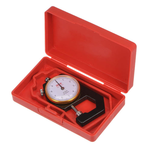 Thickness Gauge 0-10mm | 0.1mm Mechanical Dial Thickness Tester Handheld Measurement Tool Flat Head for Leather, Paper, Sheet Metal, Black...