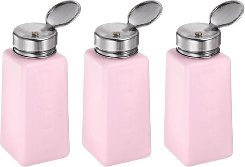 3pcs Solvent Alcohol Dispensers 250ml(8.5oz) Push Down Liquid Dispenser Pump with Sealing Stainless Steel Lid for Acetone Cleanser Polish Remover,...