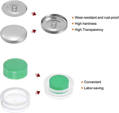 HARFINGTON 10 Sets Self Cover Button Kit 44L 1.1" 28mm with Wire Backs Aluminum Buttons to Cover Fabric Button Maker Covered Buttons Kit with Tool...