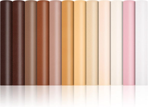 12 Pieces Faux Leather Sheets, 8×12 inches Skin Tone Faux PU Leather Sheets, Faux Leather Material for DIY, Bag Making, Hat Making, Hair Crafts Ma...