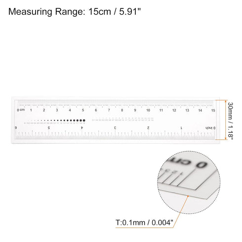 2pcs Film Flexible Ruler 6 Inch 0.5mm Scale PET Plastic Folding Straight Ruler Calibration Soft Ruler Measuring Tool for Factory, Transparent...