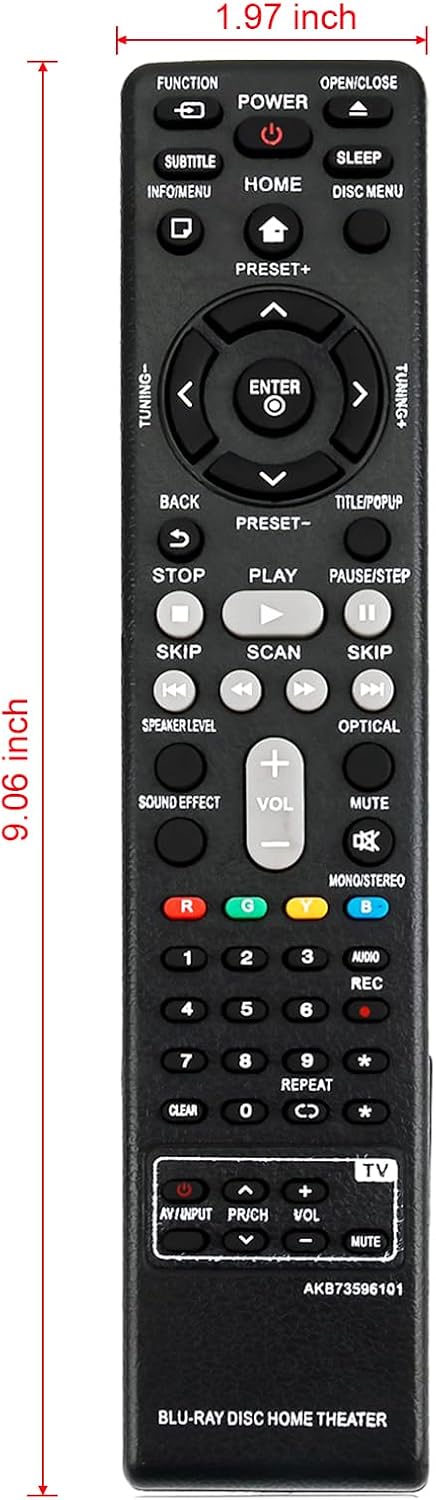 New AKB73596101 AKB73596102 Replace Remote fit for LG Home Cinema System BH9520TW DH6220C DH6220S S62D3-W S62S1-S S62S1-T2 S62S1-W S62S1-W2 S62S2-...