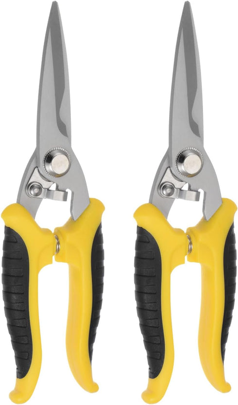 2pcs Industrial Scissors 8 Inch Multi-Purpose Shears Stainless Steel Blades with Black Yellow Handle for Cutting Thin Metal Copper Sheets...