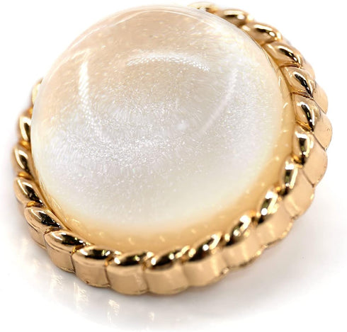 20 pcs Clear Glass Dome White Shimmer Layer Sewing Metal Shank Coat Buttons -25mm -1"...
