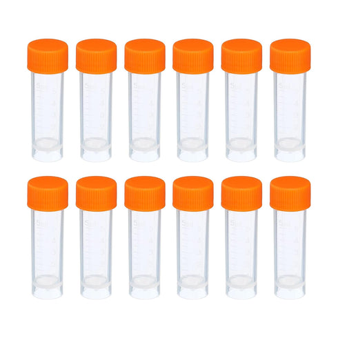 PATIKIL 5mL Plastic Test Tubes, 12 Pack Frozen Container Storage Screw Cap for Lab Laboratory Science, Clear...