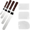 4 Packs Offset Spatula, Stainless Steel Cake Icing Spatula Set 4” 6” 8” 10”with Wooden Handle and 3 Packs Cake Smoother Scraper Set for Cake Decor...