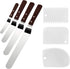 4 Packs Offset Spatula, Stainless Steel Cake Icing Spatula Set 4” 6” 8” 10”with Wooden Handle and 3 Packs Cake Smoother Scraper Set for Cake Decor...