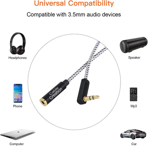CableCreation Premium Stereo Jack Extension Cable Headphone Extension Cable 3.5mm Male to Female Aux Extension Cable for Phones, Headphones, Speak...