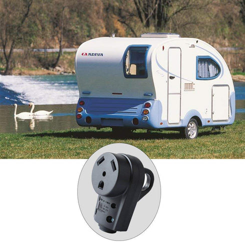 Wadoy 30 Amp RV Male and Female Plug Set with Handle - Camper Receptacle Electrical Adapter 55245 (Black, 30 Amp)...