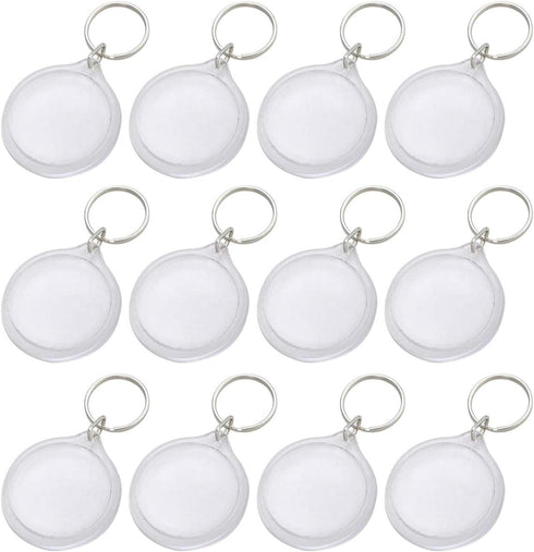 25PCS 1.4inch Inner Diameter Round Clear Acrylic Blank Passport Photo Logo Image Inserts Split Keychain Keyrings Wallet Friendly Picture Snap-in F...