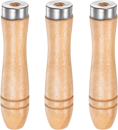 3pcs Wooden File Handle 4.25 Inch 5mm Round Hole Ergonomic Handles with Metal Collar for 8" Metal Files...