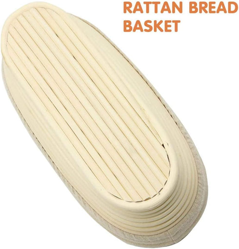 2 PCS 8 inch Oval Long Banneton Brotform Bread Dough Proofing Rising Rattan Basket & Liner for Professional & Home Bakers...