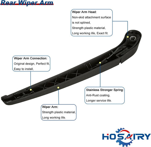 Rear Wiper Arm Blade Set for BMW X5 X5M E70 SUV 2007-2013 Rear Windshield Wiper Arm Blade Assembly 61627206357...