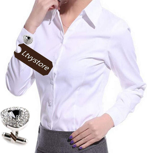 Luxury Black Crystal White Rhinestones Heart Cufflinks for Women Men Shirt, Ltvystore Jewelry Trendy Geometric Cuff Links Buttons with Box...