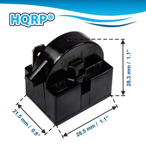 HQRP Compressor 4.7 Ohm 1-Pin PTC Starter/Start Relay and Overload Kit Compatible with Mini Fridges, Compact Refrigerators, Beverage & Wine/Beer Coolers, Deep Freezers, Beer/Wine Refrigerators