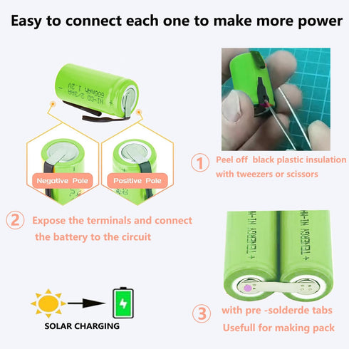 AA Ni-Cd 1.2V 2/3AA 600mAh Rechargeable Battery - 6pcs Green...