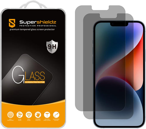 Supershieldz (2 Pack) (Privacy) Anti Spy Screen Protector Designed for iPhone 13 Pro Max/iPhone 14 Plus (6.7 inch) Tempered Glass, Anti Scratch, B...