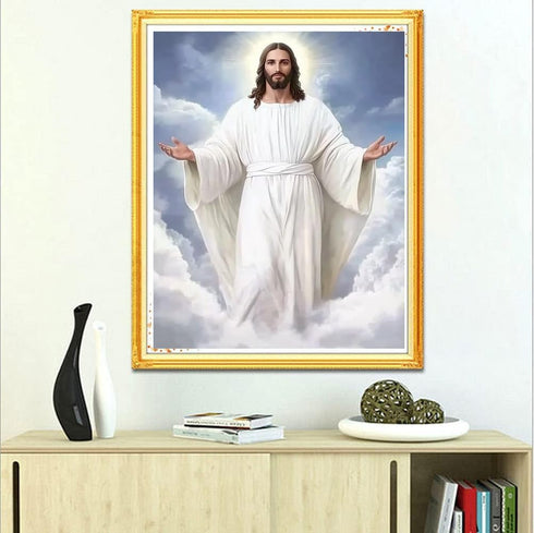 pigpigboss Cloud Jesus Diamond Painting Kit, 5D Full Round Drill Sky Jesus Diamond Art, Religious God Paint with Diamonds for Holiday Blessing Adu...