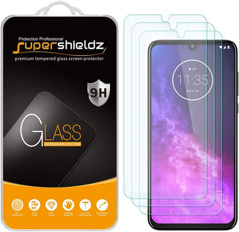 Supershieldz (3 Pack) Designed for Motorola (One Zoom) Tempered Glass Screen Protector, Anti Scratch, Bubble Free...
