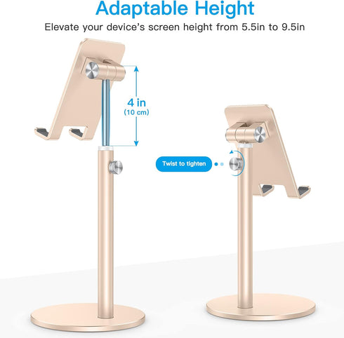 OMOTON Cell Phone Stand, Angle Height Adjustable Phone Stand, Aluminum Desktop Phone Holder Dock Stand for Desk, Compatible with iPhone 13/Mini/Pr...