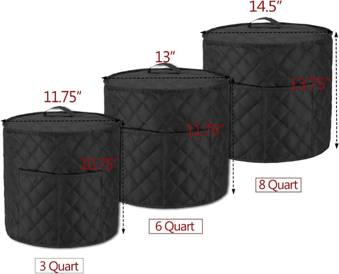 Luxja Dust Cover Compatible with 8 Quart Instant Pot, Cloth Cover with Pockets Fits Instant Pot (8 Quart) and Extra Accessories, Black Quilted Fab...