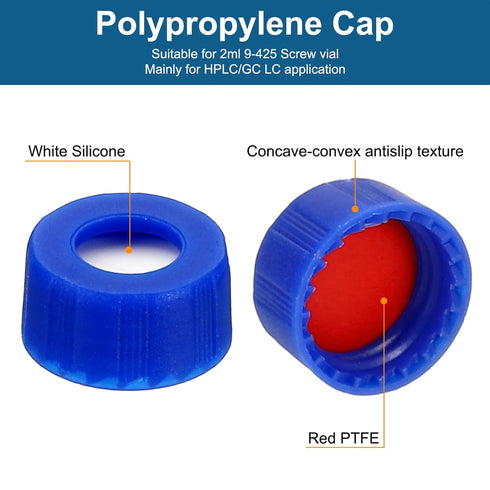 PATIKIL 2ml Autosampler Vial, 100 Pack HPLC/GC Vials 9-425 Lab Clear Vials Sample Vial Screw Cap Writing Patch Red PTFE & White Silicone Septa for...