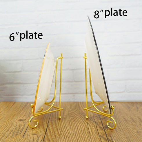 Artliving (2 pack 6 Inch Iron Display Stand, Gold Iron Easel Plate Display Photo Holder Stand, Displays Picture Frames, Cookbooks, Decorative Plat...