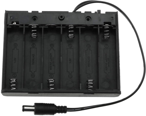 E-outstanding Battery Box 6x1.5V AA Battery Case Holder Black Enclosed Box with ON/Off Switch and 5.5mm x 2.1mm DC Plug...