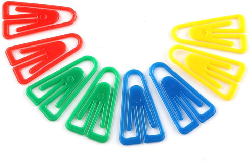 E-outstanding 200pcs Plastic Paper Clips 35mm Long Mixed Color Triangle Clips...