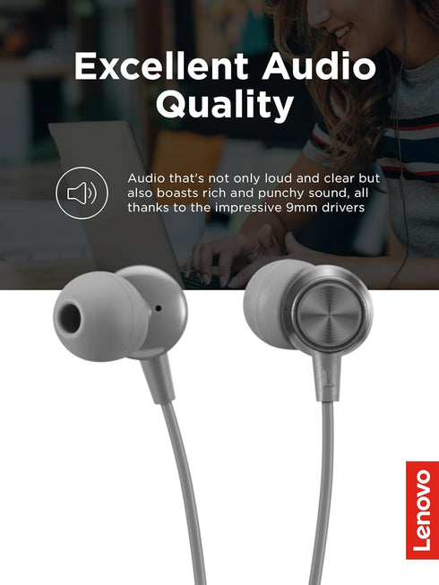 Lenovo - 300 Wired in-Ear USB-C Headphones - in-Line Microphone - USB-C Connectivity - Play & Pause Button - 3 Sizes Silicone Ear Tips Included, G...