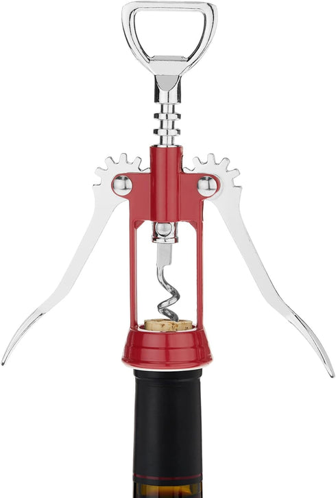 True Soar Winged Corkscrew Wine Opener Manual, Heavy Duty Stainless Steel Cork Openers in Chrome Finish, Home Bar Accessories Bar Tools, Set of 1 ...