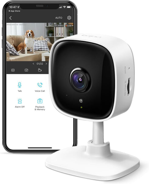 TP-Link Tapo 1080P Indoor Security Camera for Baby Monitor, Dog Camera w/Motion Detection, 2-Way Audio Siren, Night Vision, Cloud & SD Card Storag...