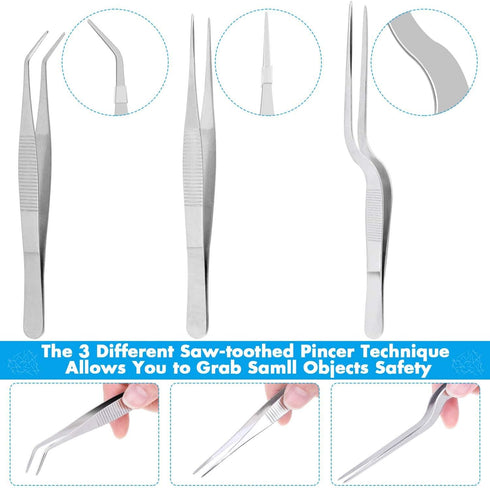 Cridoz 7 Pcs Stainless Steel Kitchen Cooking Plating Tweezers Tongs Drawing Spoons Offset Spatula and Fish Spatula for Food Culinary Plating Decor...