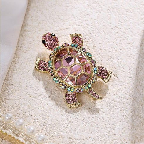 2Pcs Sparkly Rhinestone Turtle Brooch Charming Pink Green Accessory for Everyday Elegance Brooch Pin Accessories...