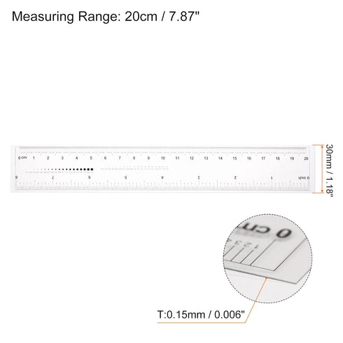 Film Flexible Ruler 8 Inch 0.1mm Scale PET Plastic Covered Folding Straight Ruler Calibration Soft Ruler Measuring Tool for Factory, Transparent...