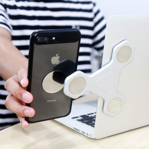 xcivi Monitor Side Mount Magnetic Bracket - Laptop Duo Screen Mount & Smartphone Holder (Silver)...