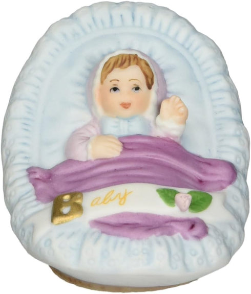 Enesco Growing Up Girls “Brunette Newborn” Porcelain Figurine, 1.75”, Golden,purple...