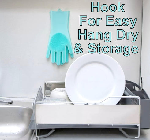 1 Pair of BPA FREE Silicone Dishwashing Gloves for Kitchen Silicone Scrubbing Gloves Soft Bristles Cleaning Pet Care Washing Reusable Non-Slip & H...